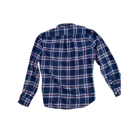 Old Navy Mens Slim Fit Plaid Button-Down Shirt Medium Navy/Red Cotton Blend - Picture 2 of 5